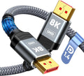 Capshi 8K DisplayPort Cable 1.4, VESA Certified 6.6FT DP Cord (8K@60Hz, 4K@144Hz, 2K@240Hz), 32.4Gbps Display Port Cable for Gaming Monitor, Graphic, PC, HDR/HDCP 2.2/FreeSync/G-Sync, Braided, Grey