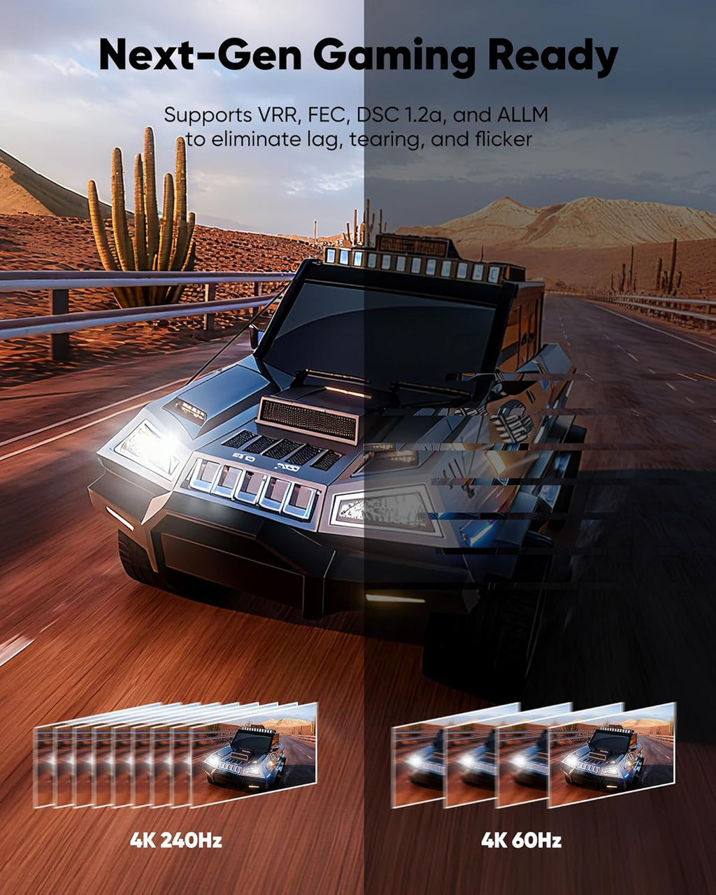 Capshi 80Gbps VESA Certified DisplayPort 2.1, 16K DP Cable 6.6FT (8K@240Hz, 4K@540Hz 360Hz 240Hz), DP80 Display Port Cord for RTX 5090, 7900XTX, Gaming Monitor, HDR/FreeSync/G-Sync