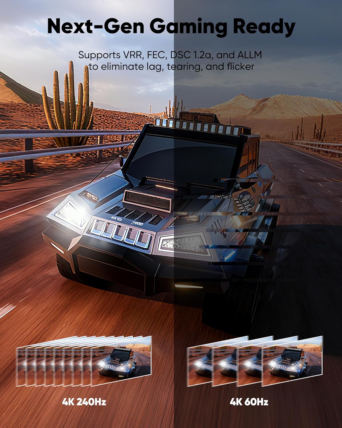 Capshi 80Gbps VESA Certified DisplayPort 2.1, 16K DP Cable 6.6FT (8K@240Hz, 4K@540Hz 360Hz 240Hz), DP80 Display Port Cord for RTX 5090, 7900XTX, Gaming Monitor, HDR/FreeSync/G-Sync